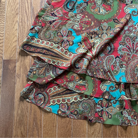 Ralph Lauren women’s plus size 16 tiered layered midi skirt multicolor paisley - Picture 7 of 15